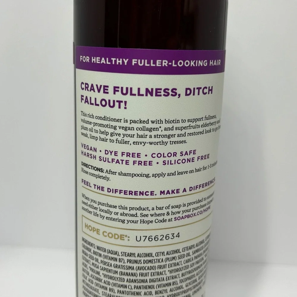 Soapbox‎ Biotin & Superfruit Restore & Volume Conditioner 16oz Vegan Collagen
